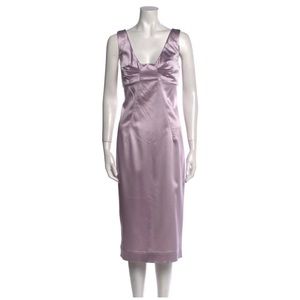 Dolce and Gabbana Plunge V-neck Lilac Satin Dress US8  EU38